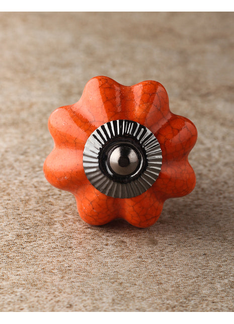 Cracked Reddish Brown Ceramic Cabinet Knob