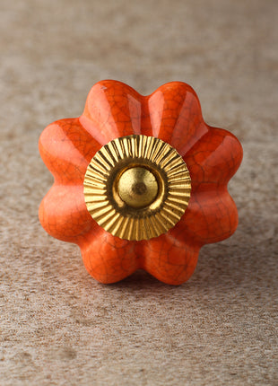 Cracked Reddish Brown Ceramic Cabinet Knob