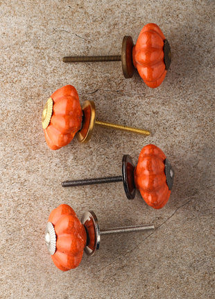 Cracked Reddish Brown Ceramic Cabinet Knob