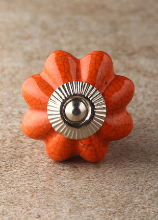 Cracked Reddish Brown Ceramic Cabinet Knob