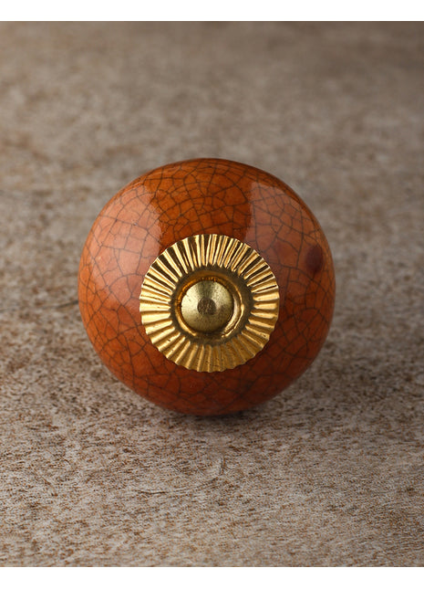 Crackle Brown Ceramic Cabinet Drawer Knob