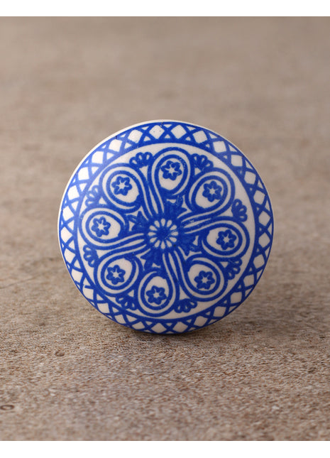 Blue and White Design Transfer Flat Knobs