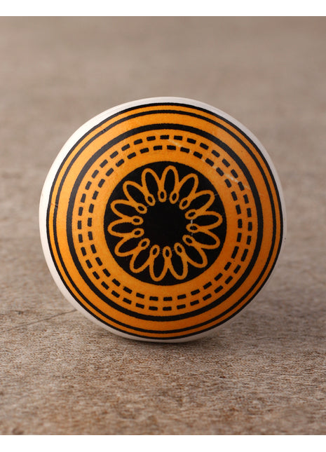 Decorative Yellow and Black Design Flat Transfer Knobs
