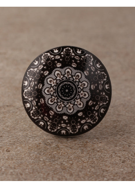Designer Black Round Ceramic Dresser Cabinet Knob