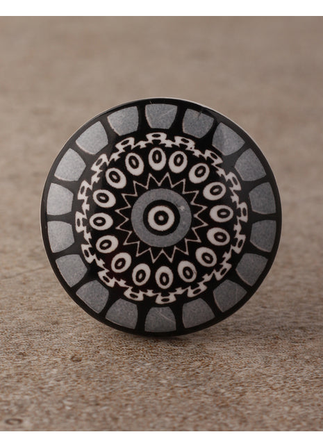 Round Grey Color Screen Printed Cabinet knob