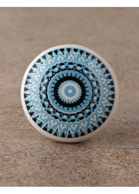Turquoise and Black design Flat Screen Printed Cabinet Knob