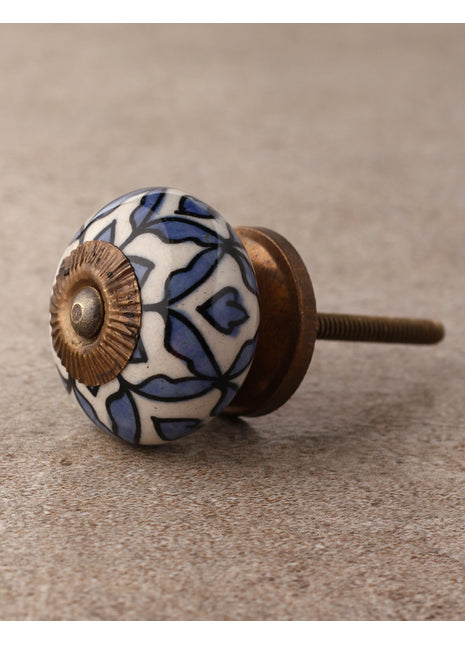 Round Blue design Ceramic Drawer knob