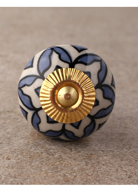 Round Blue design Ceramic Drawer knob