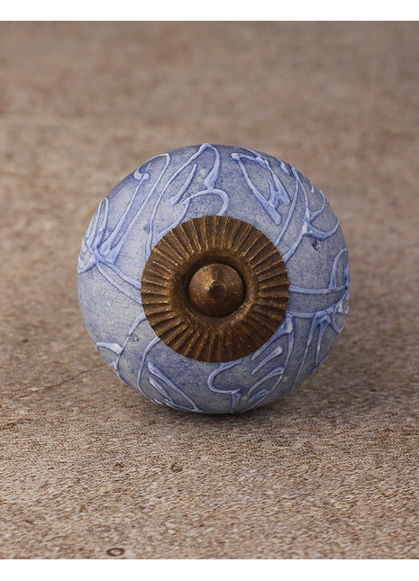 Purple Ceramic Dresser Knob With Embossed Design