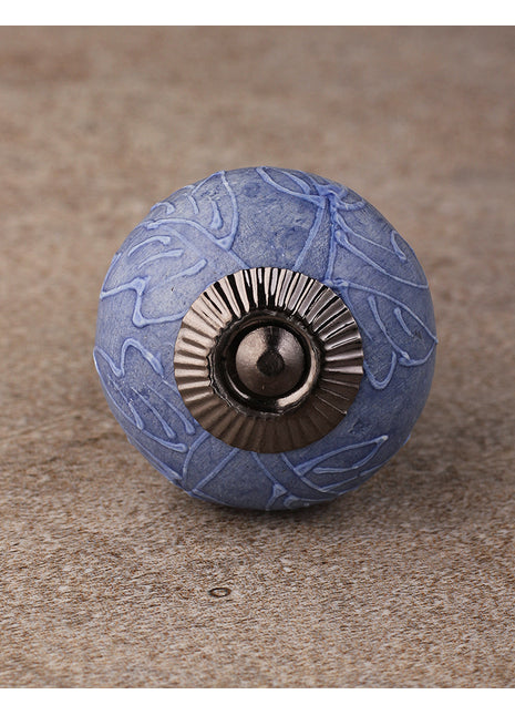 Purple Ceramic Dresser Knob With Embossed Design
