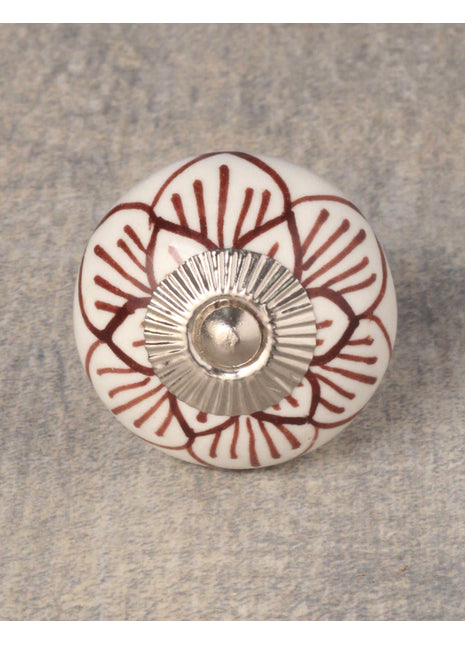 Well Designed White Ceramic Drawer Knob With Brown Print