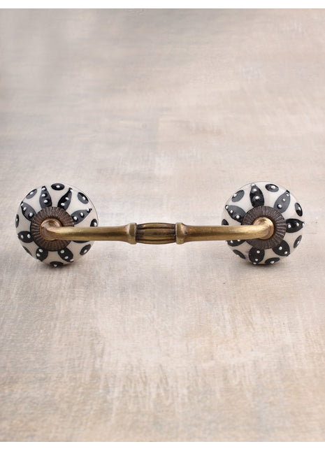 Handmade Grey Ceramic Kitchen Cabinet Pull with Black Design