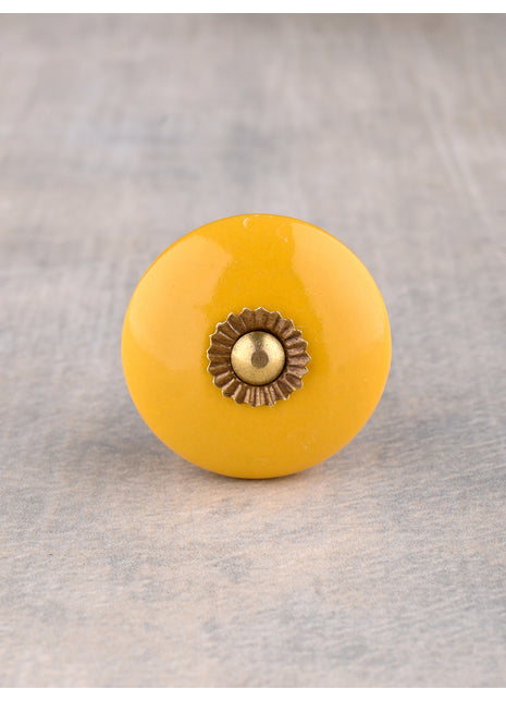 Round Solid Yellow Ceramic Door Knob