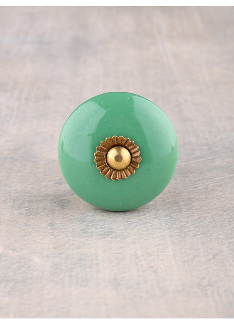 Solid Teal Ceramic Dresser Cabinet Knob