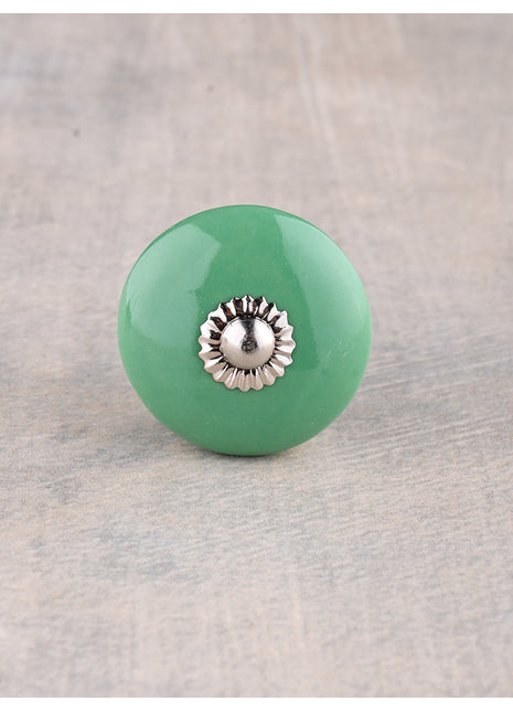 Solid Teal Ceramic Dresser Cabinet Knob