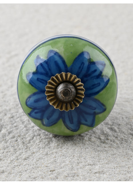 Elegant Green and Blue Ceramic Drawer Knob