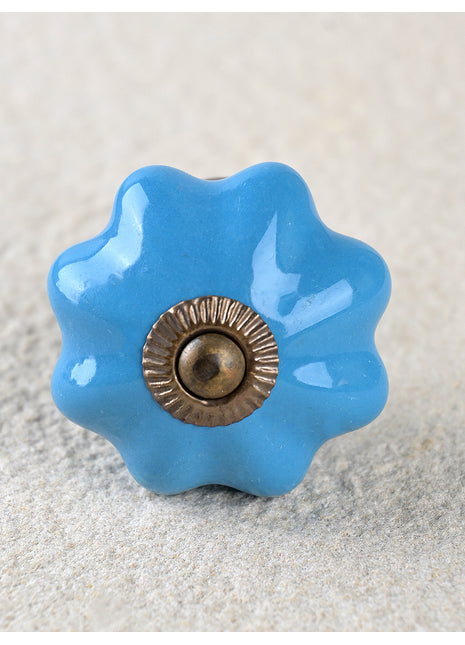 Turquoise Handmade Flower Shaped Ceramic Drawer Knob