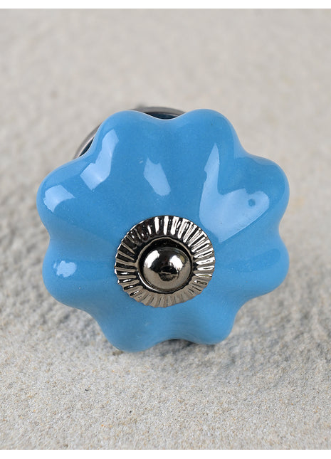 Turquoise Handmade Flower Shaped Ceramic Drawer Knob
