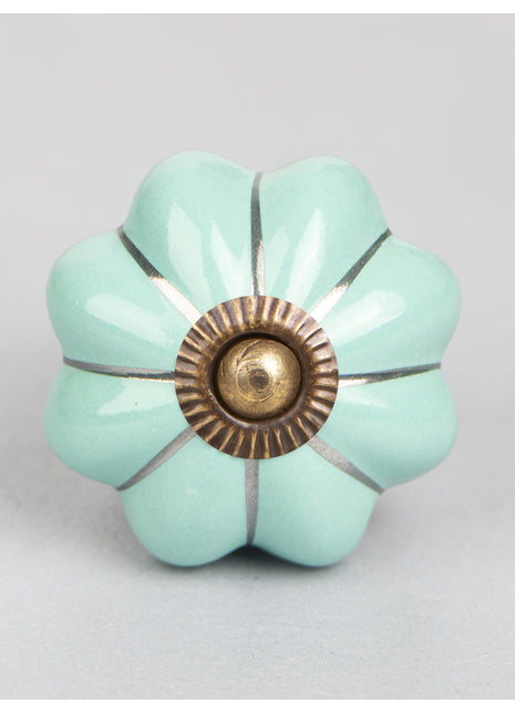 Turquoise Ceramic Flower Shaped Drawer Knob