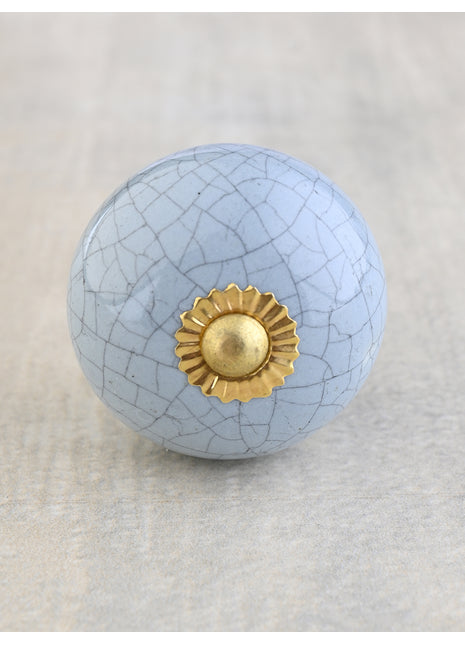 Vintage Round Cracked Turquoise Ceramic Door Knob