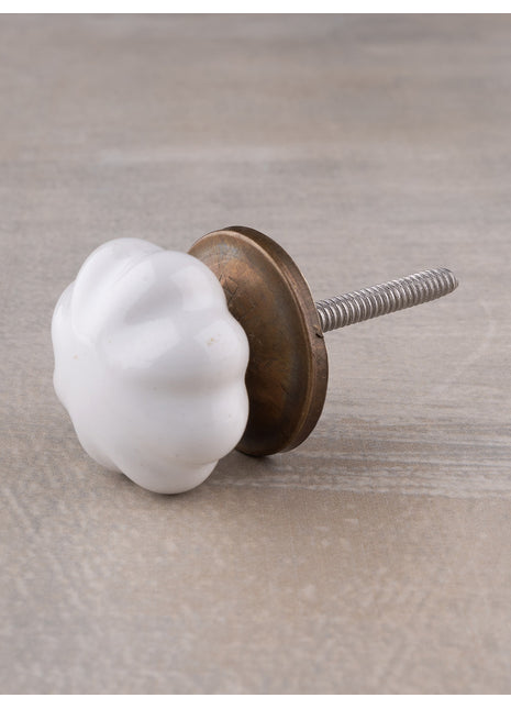 Handmade White Flower Shape Decorative Ceramic Knob