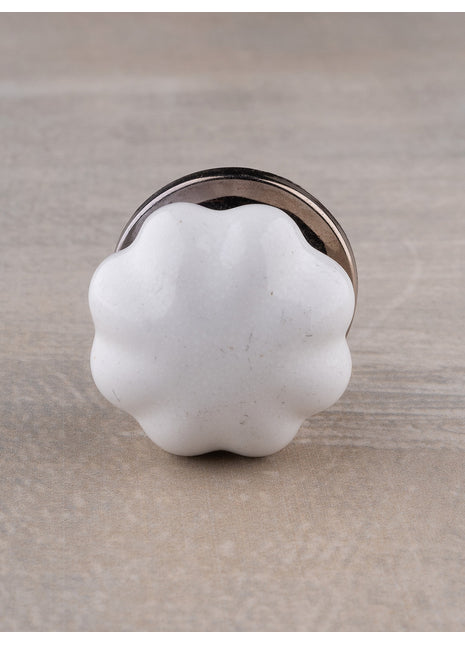 Handmade White Flower Shape Decorative Ceramic Knob