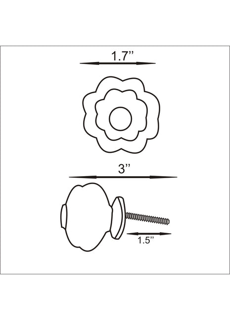 Handmade White & Brown Embossed Flower Shape  Ceramic Knob