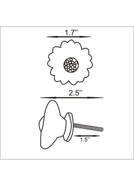 Handmade White Embossed Daisy Flower Shape Ceramic Knob