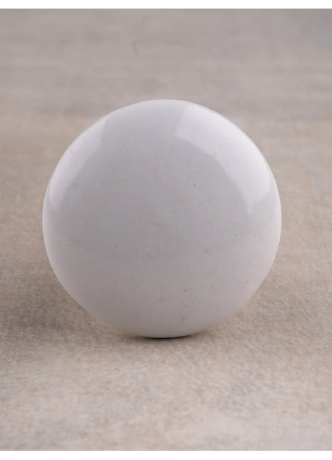Handmade Round White Solid Ceramic Knob