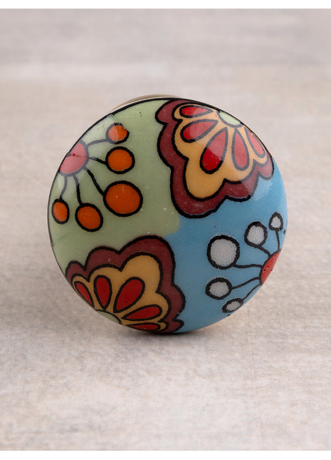 Handmade Round Multi Color  Ceramic Kitchen Cabinet Knob