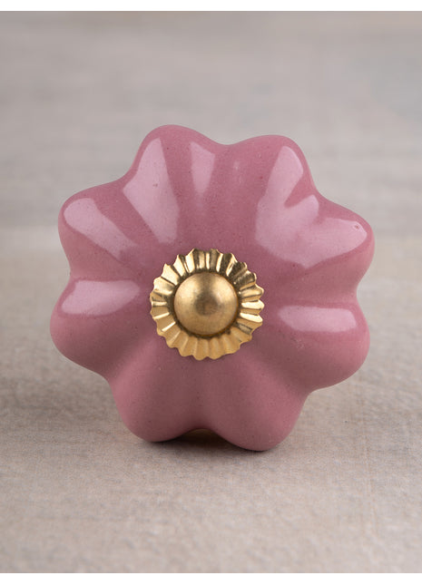 Handmade Pink Flower Shape Ceramic Knob