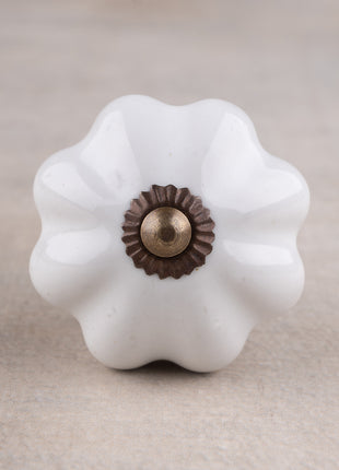 Handmade White Flower Shape Ceramic Knob