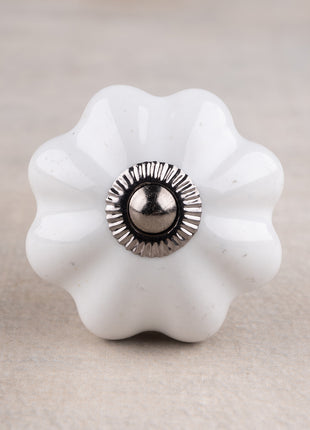 Handmade White Flower Shape Ceramic Knob