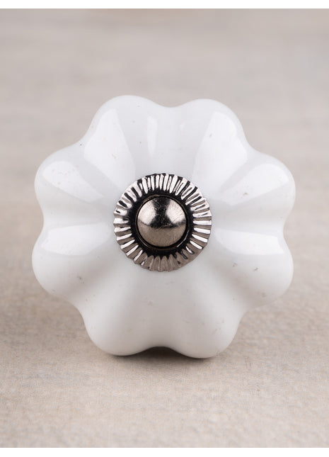 Handmade White Flower Shape Ceramic Knob