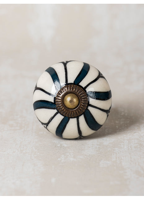 Teal Color Design On White Base Cabinet Knob