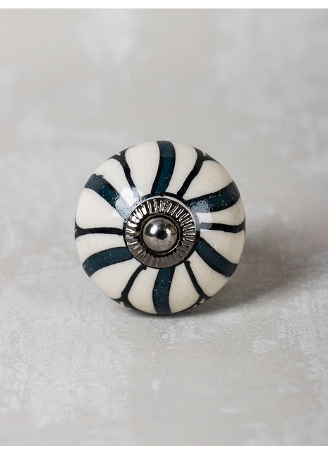 Teal Color Design On White Base Cabinet Knob