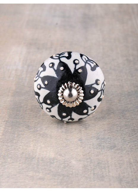 Stylish White And Black Ceramic Door Knob