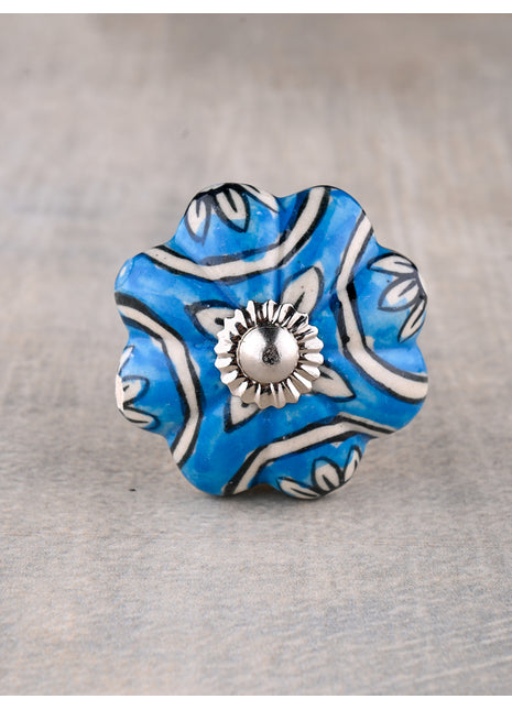 Well Designed White And Turquoise Ceramic Drawer Cabinet Knob
