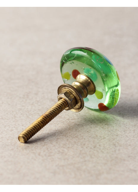 Transparent Round Drawer Cabinet Knob With Multicolor Polka-Dots