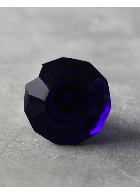 Navy Blue Spiral Glass Diamond Cut Drawer Cabinet Knob