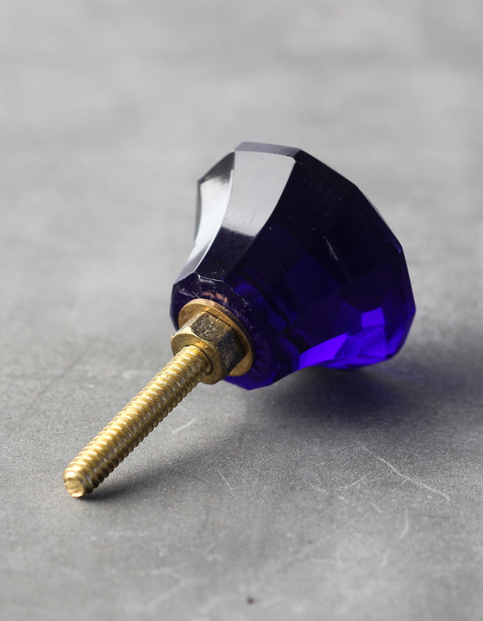 Navy Blue Spiral Glass Diamond Cut Drawer Cabinet Knob Navy Blue Spiral Glass Diamond Cut Drawer Cabinet Knob