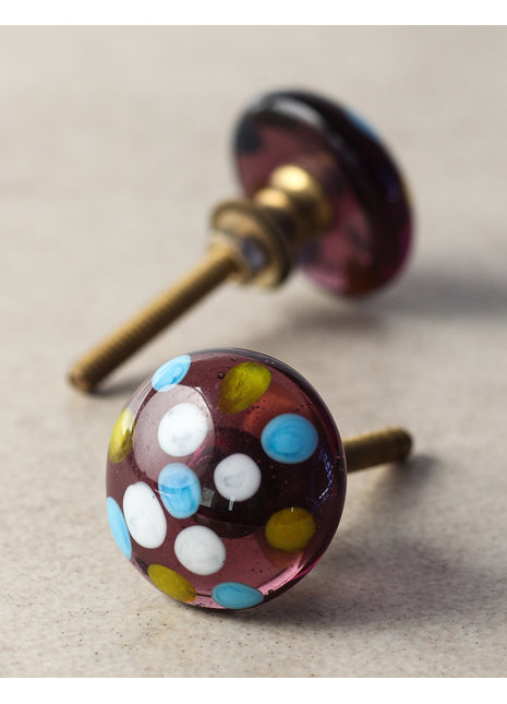 Unique Round Drawer Cabinet Knob With Multicolor Polka-Dots