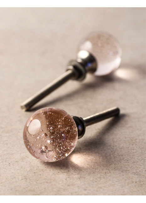Blush Pink Translucent Glass Round Shaped Dresser Cabinet Knob