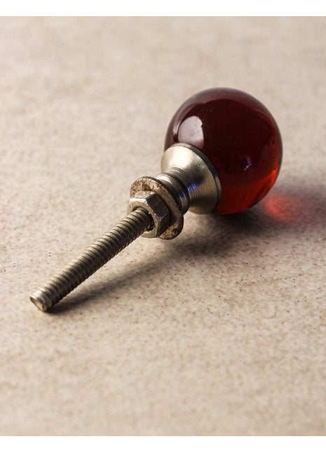 Cherry Red Glass Round Shaped Kitchen Cabinet Knob