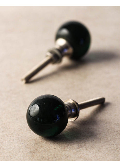 Dark Green Glass Round Shaped Dresser Cabinet Knob