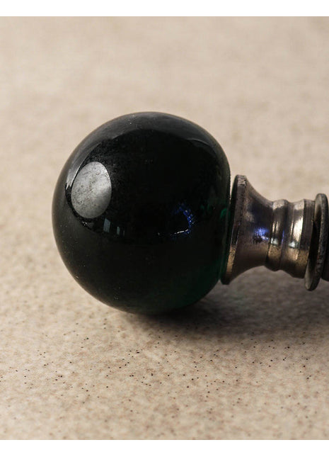Dark Green Glass Round Shaped Dresser Cabinet Knob