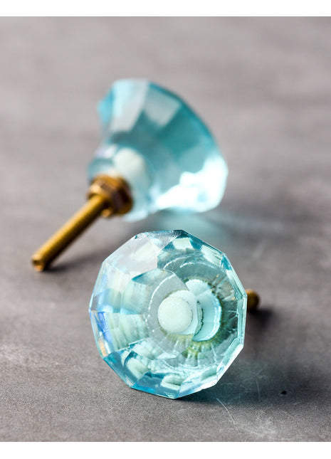 Stylish Turquoise Crystalline Spiral Diamond Cut Door Knob