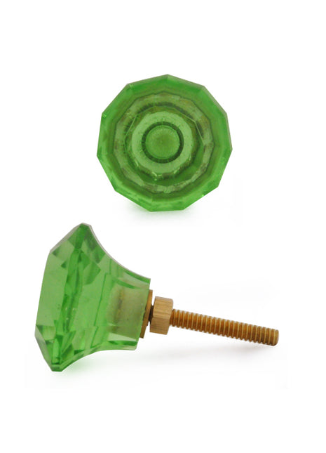Royal Green Spiral Diamond Cut Mushroom Drawer Cabinet Knob