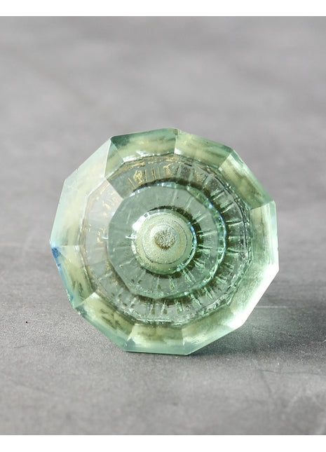 Mint Green Glass Spiral Diamond Cut Kitchen Cabinet Knob