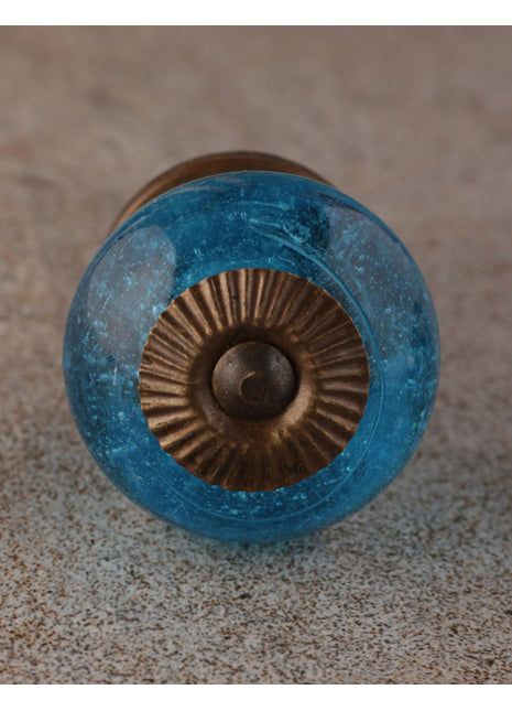 Vintage Solid Turquoise Round Glass Kitchen Cabinet Knob